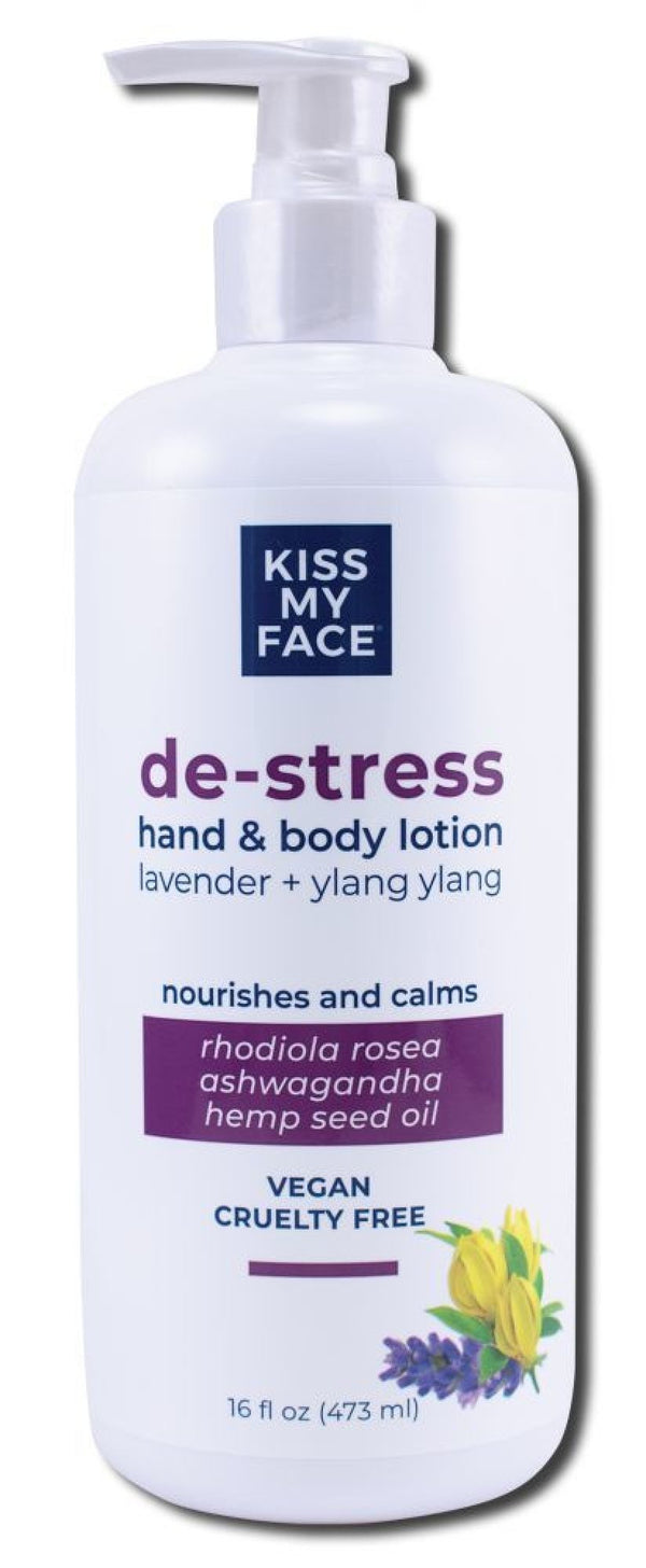 Kiss My Face DeStress Hand & Body Lotion Lavender + Ylang Ylang 16 oz