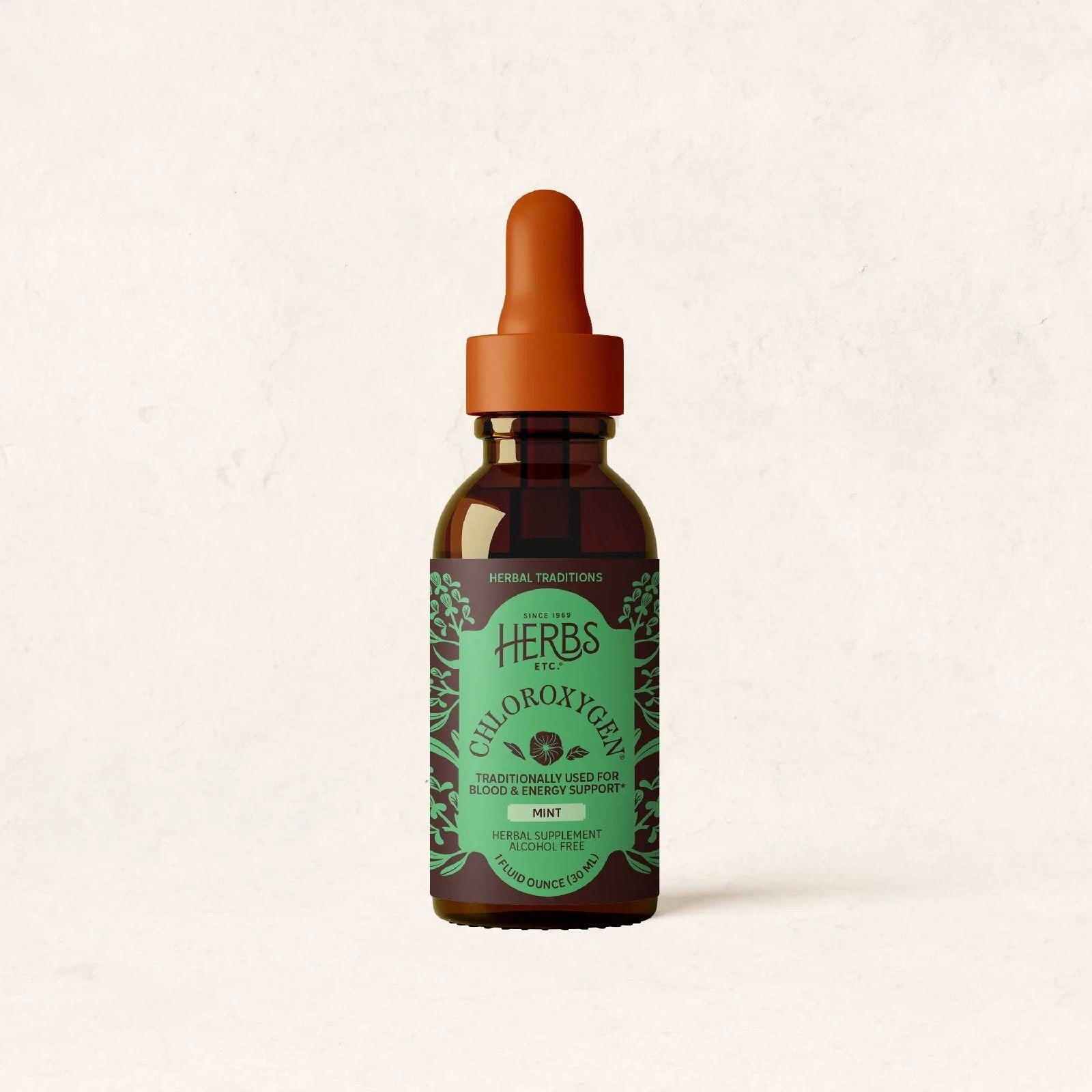 Herbs Etc ChlorOxygen Chlorophyll Concentrate Mint Alcohol Free Liquid Extract 1 oz Liquid