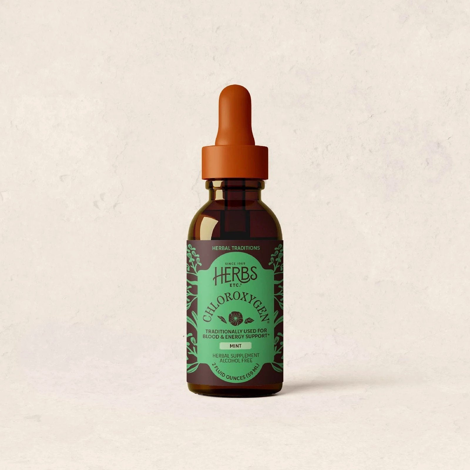 Herbs Etc ChlorOxygen Chlorophyll Concentrate Mint Alcohol Free Liquid Extract 2 oz Liquid