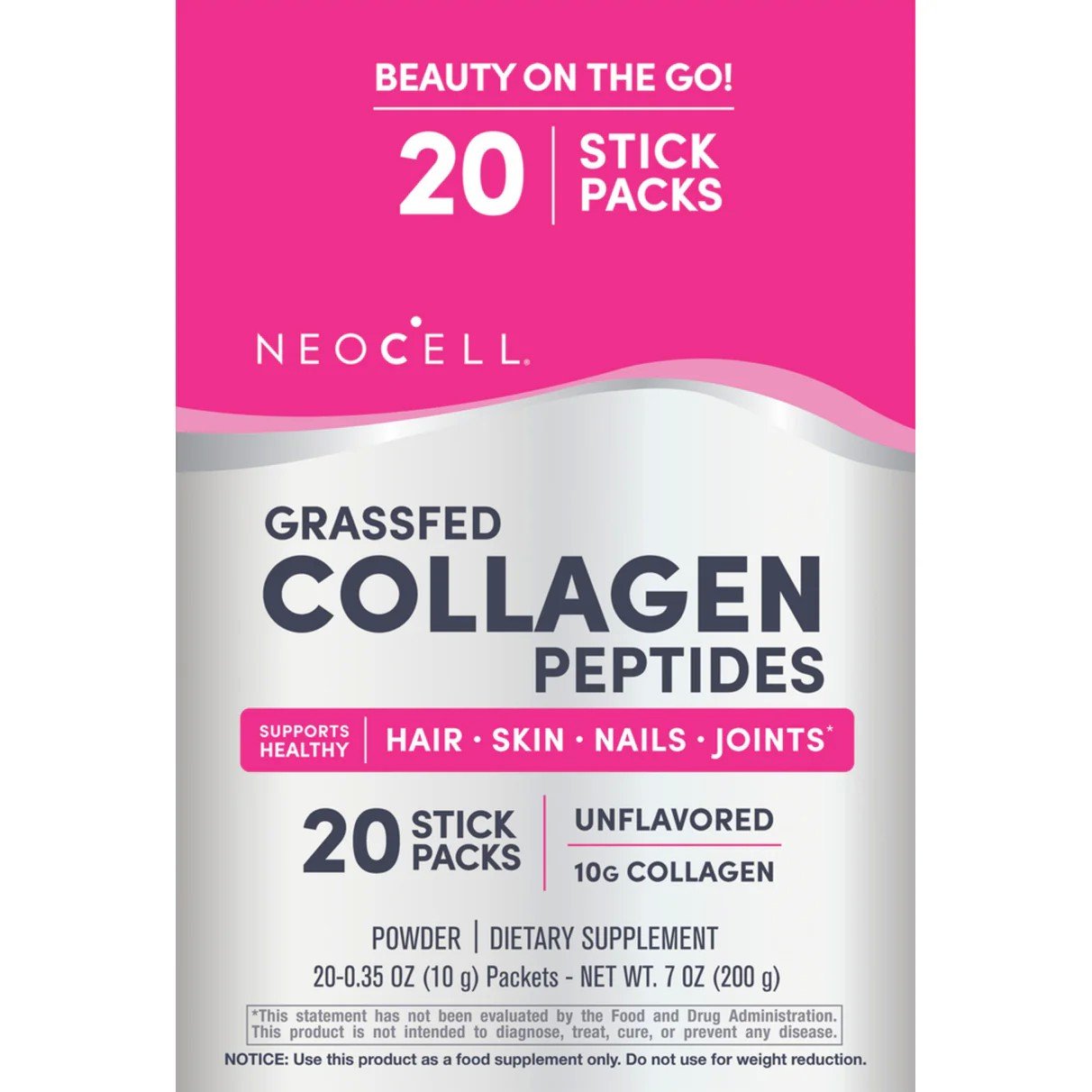 Neocell Grassfed Collagen Peptides Stick Packs 20 Ct Box
