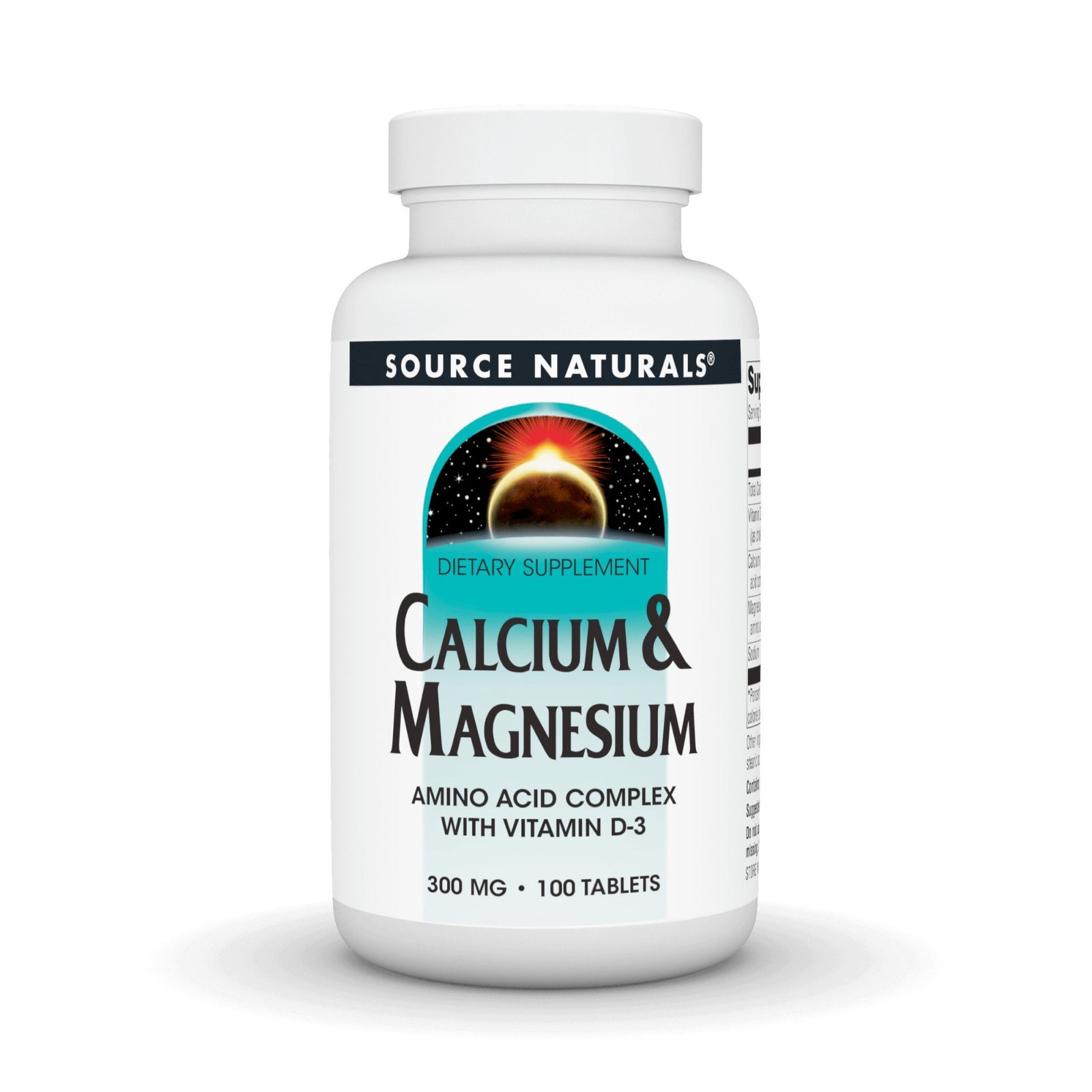 Source Naturals, Inc. Calcium/Magnesium Chelate 250mg/125mg 100 Tablet