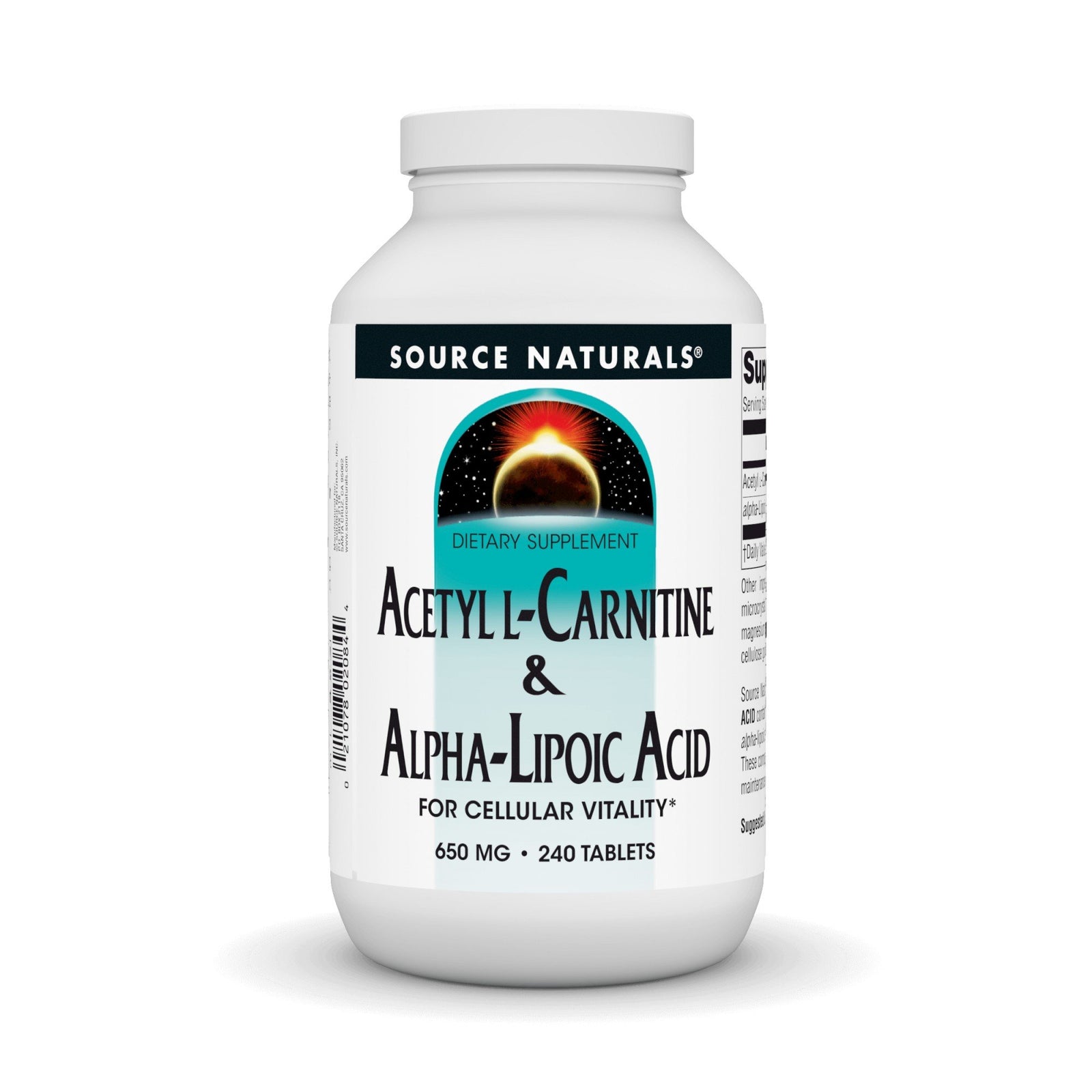 Source Naturals, Inc. Acetyl L-Carnitine & Alpha Lipoic Acid 500/150mg 240 Tablet