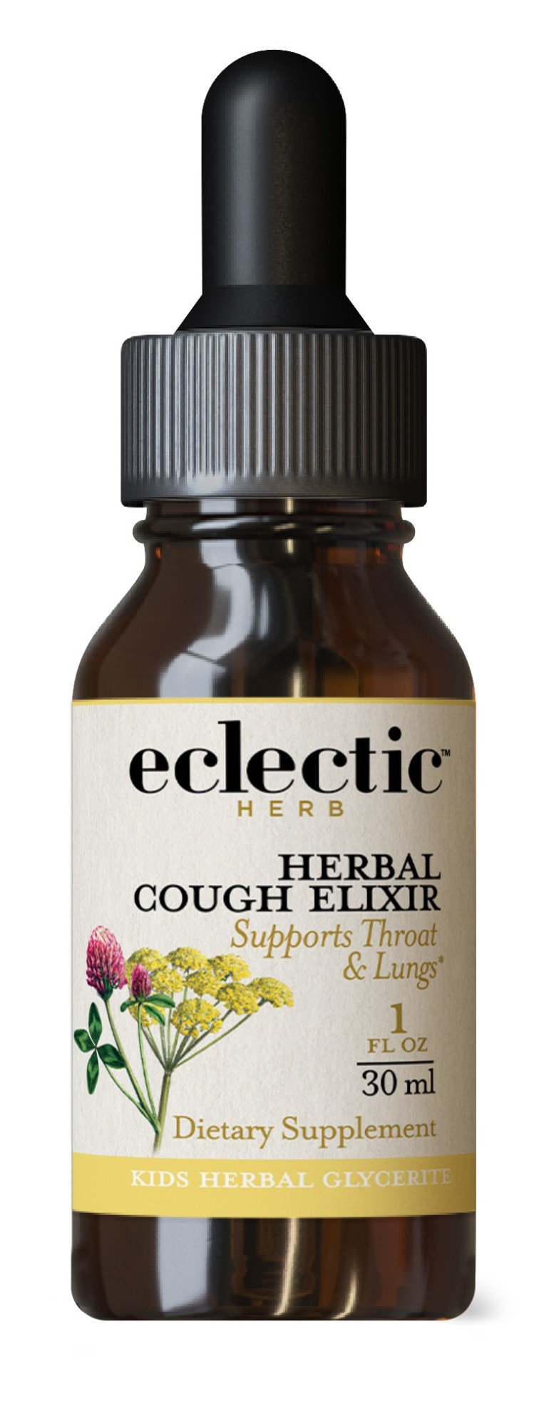 Eclectic Herb Kids Herbal Cough Elixir - Black Cherry Flavor No Alcohol 1 oz Liquid