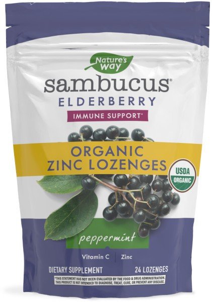 Nature's Way Sambucus Peppermint Flavored Zinc 24 Lozenge