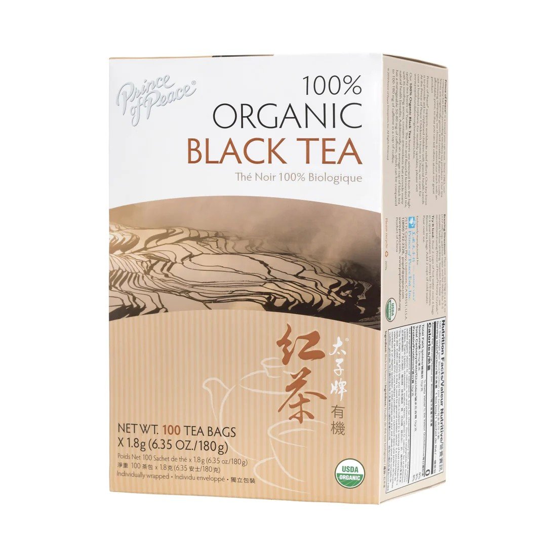 Prince Of Peace Organic Black Tea 100 Bags Box