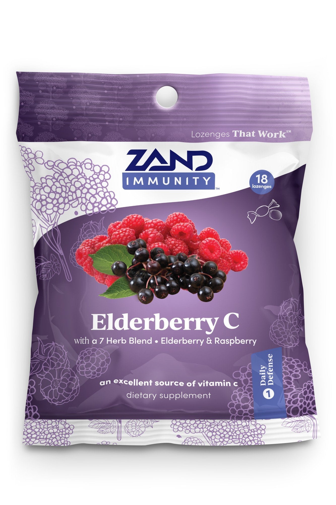 Zand Organic HerbaLozenge Elderberry Echinacea 18 Lozenge