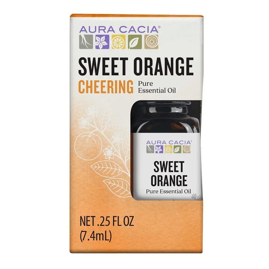 Aura Cacia Sweet Orange Essential Oil 0.25 fl oz Box