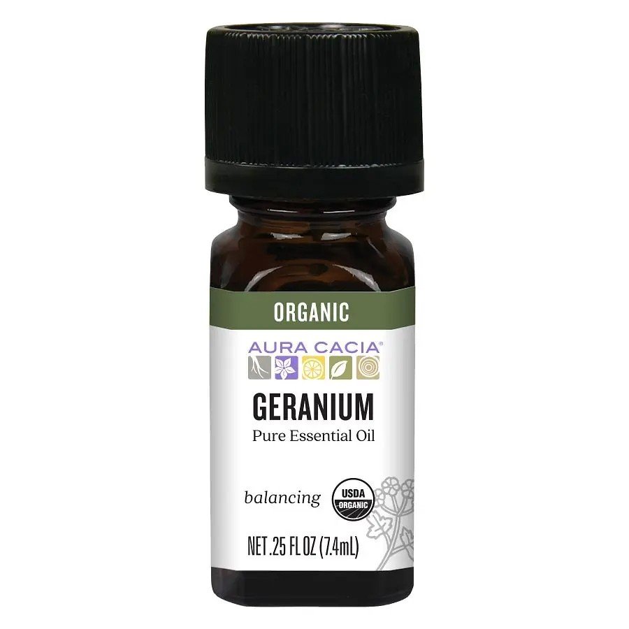 Aura Cacia Organic Geranium Essential Oil 0.25 oz Oil