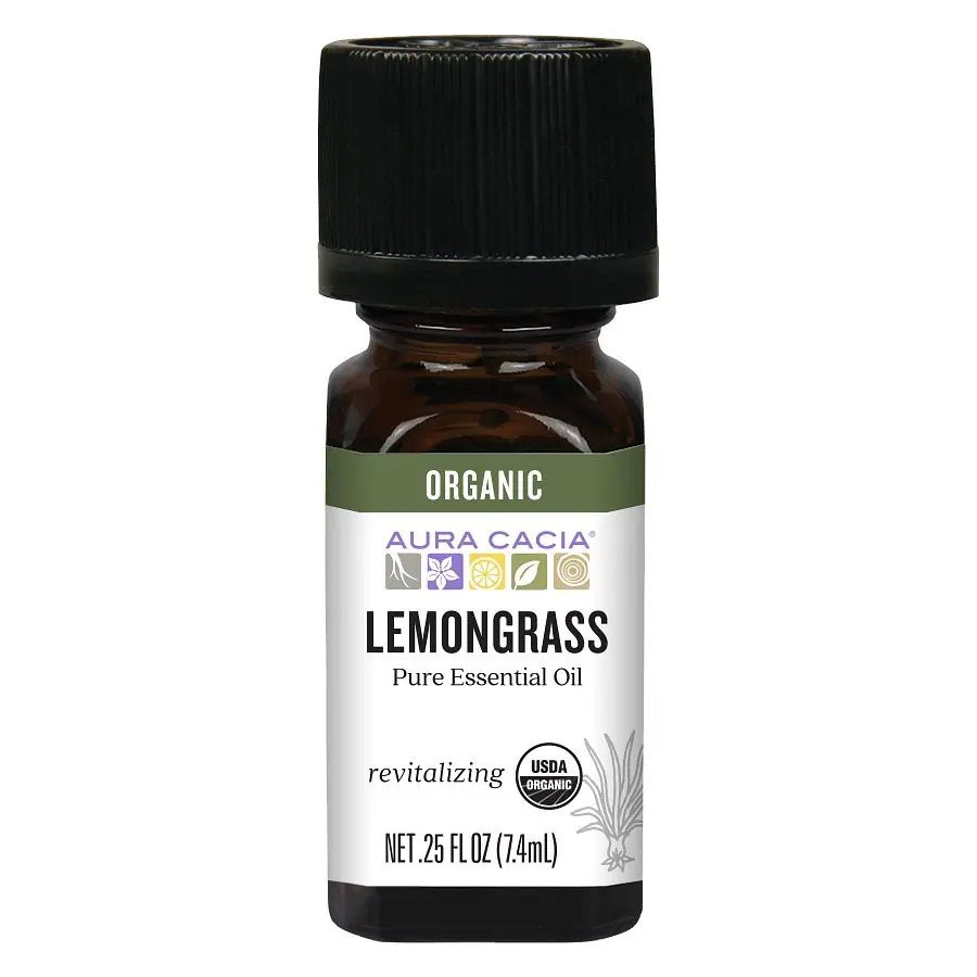 Aura Cacia Organic Lemongrass Essential Oil .25 oz (7.4ml) Oil