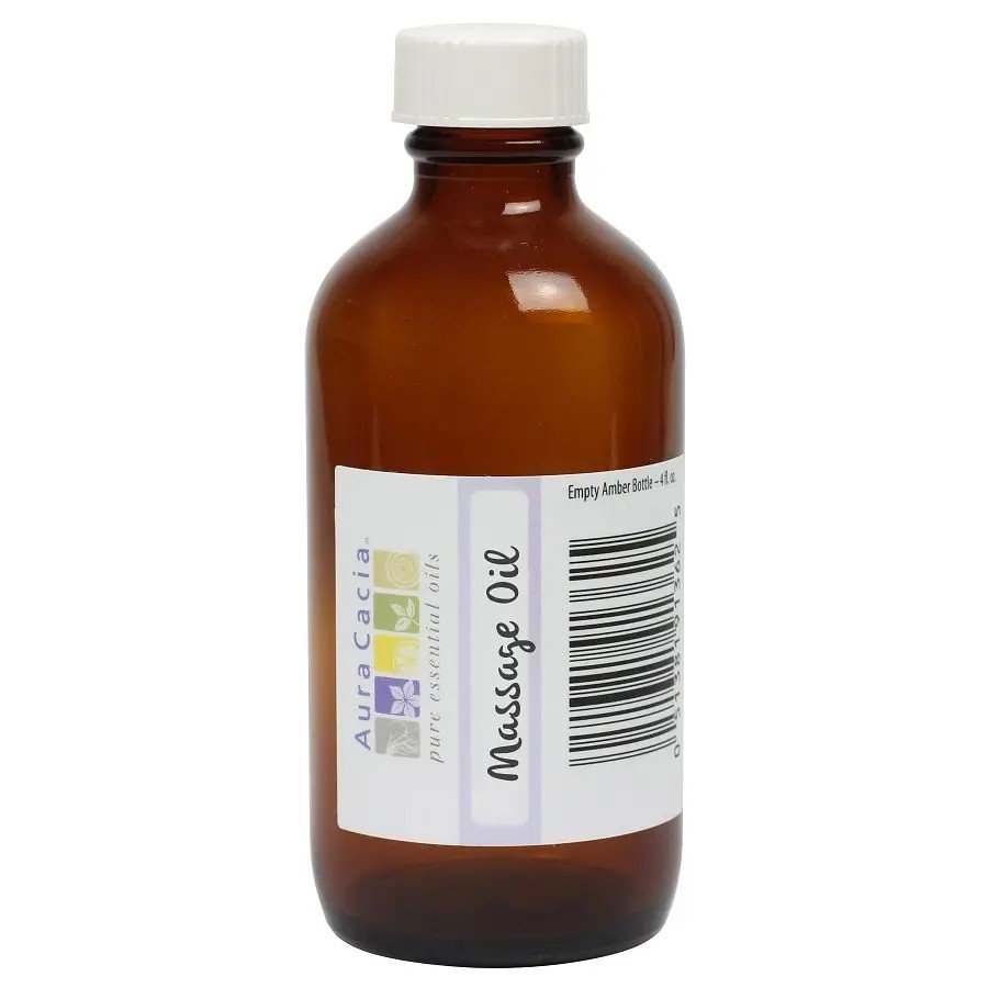 Aura Cacia Amber Bottle with Writable Label 4 oz Bottle