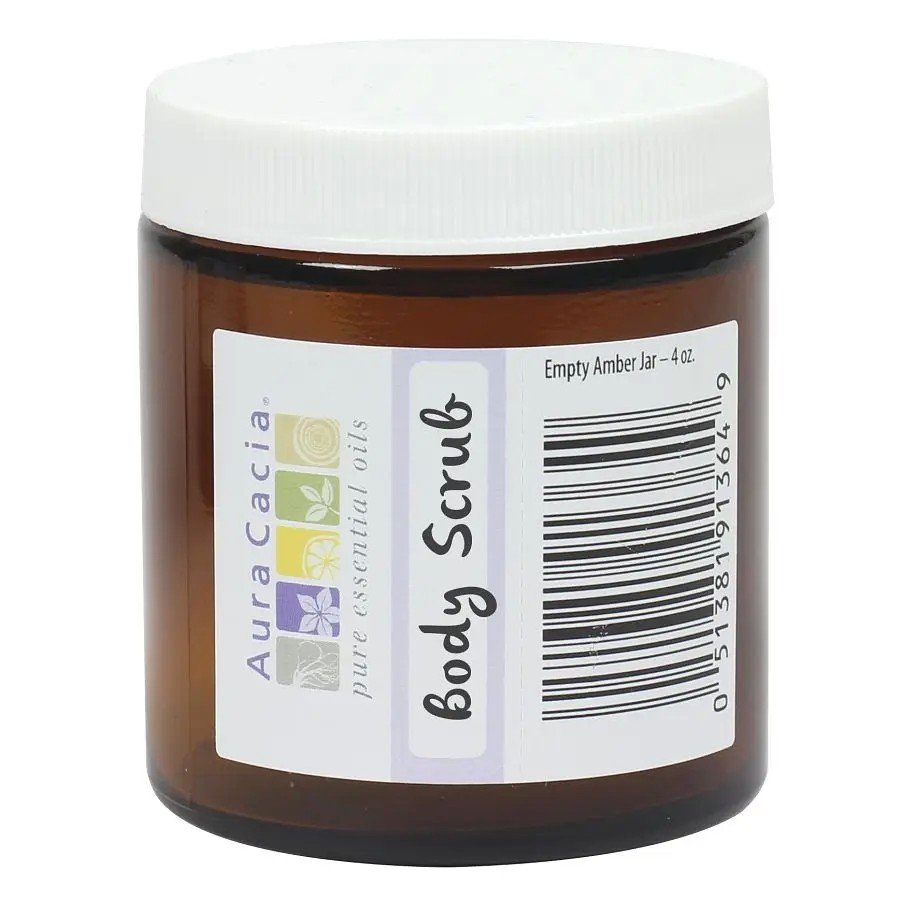 Aura Cacia Amber Wide Mouth Jar with Writable Label 4 oz Bottle