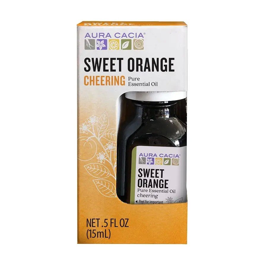 Aura Cacia Sweet Orange Essential Oil 0.5 fl oz Box