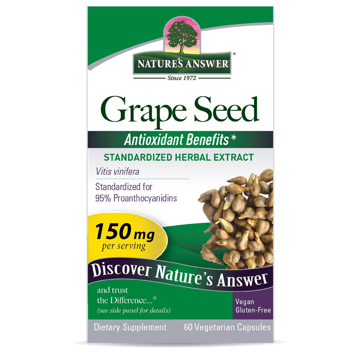 Nature&#39;s Answer Grape Seed Standardized 60 VegCap