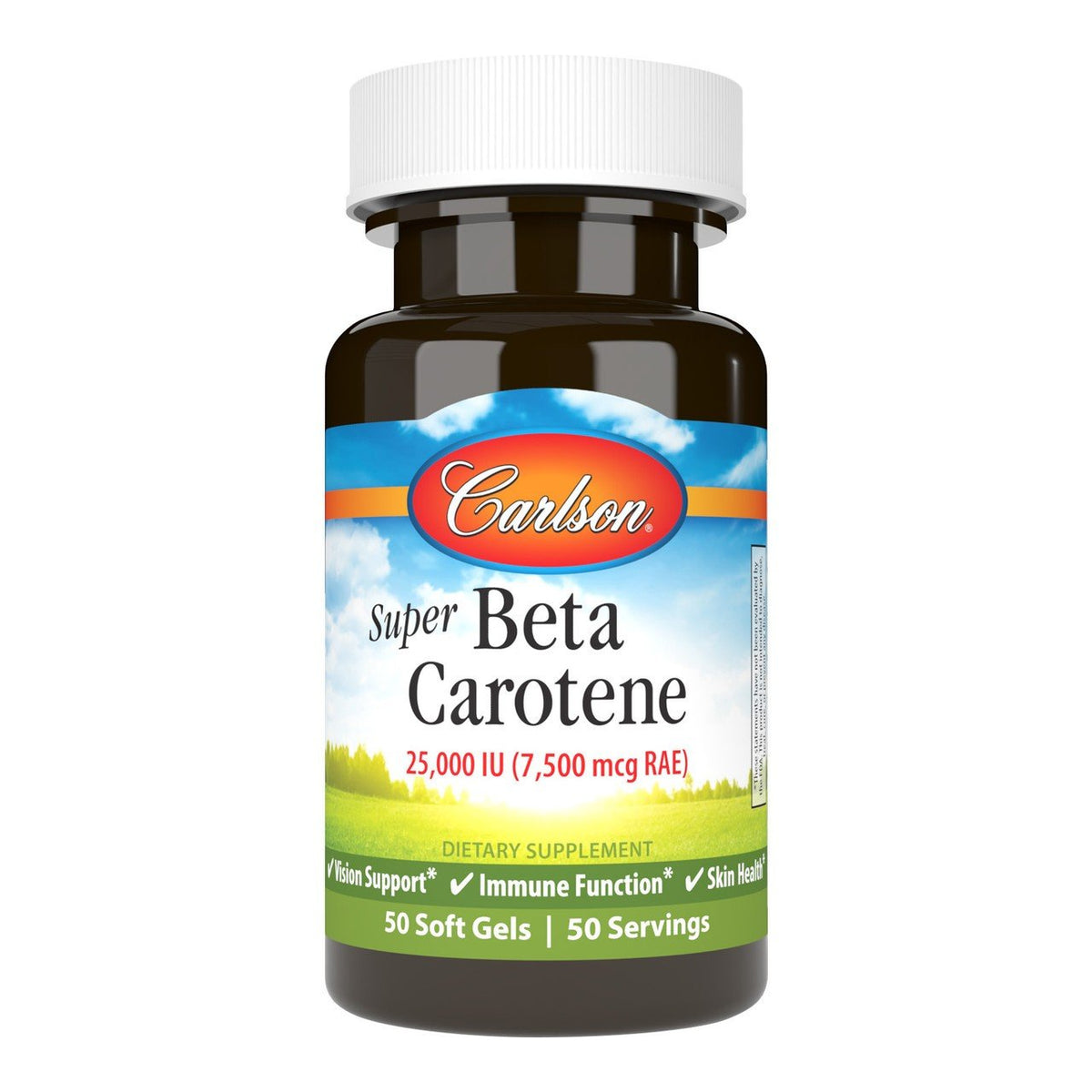 Carlson Laboratories Super Beta Carotene-25,000 IU (7,500 mcg RAE) 50 Softgel