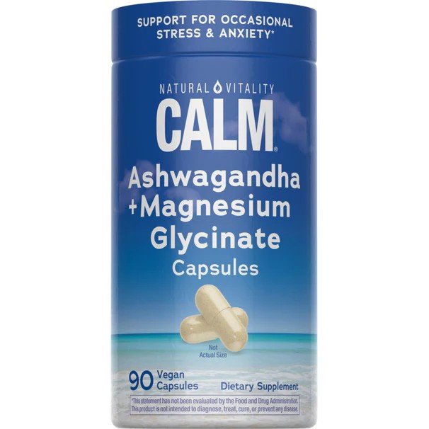 Natural Vitality Calm Ashwagandha+Magnesium Glycinate 90 Vegan Capsules