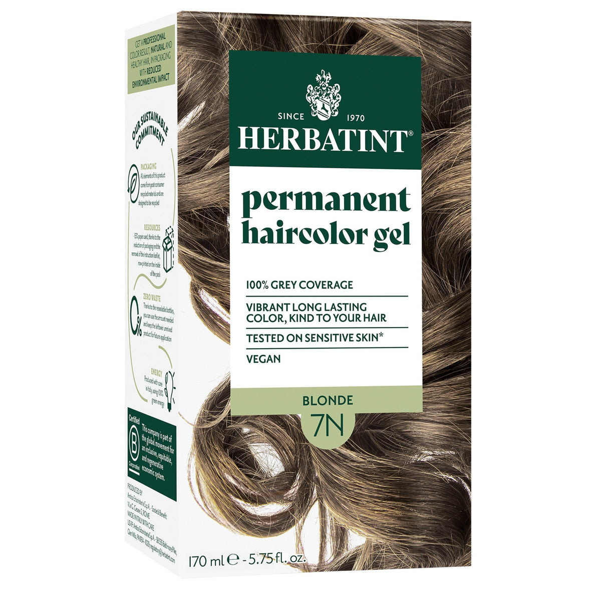 Herbatint 7N-Blonde-Permanent Hair Color Gel 5.75 fl oz Liquid