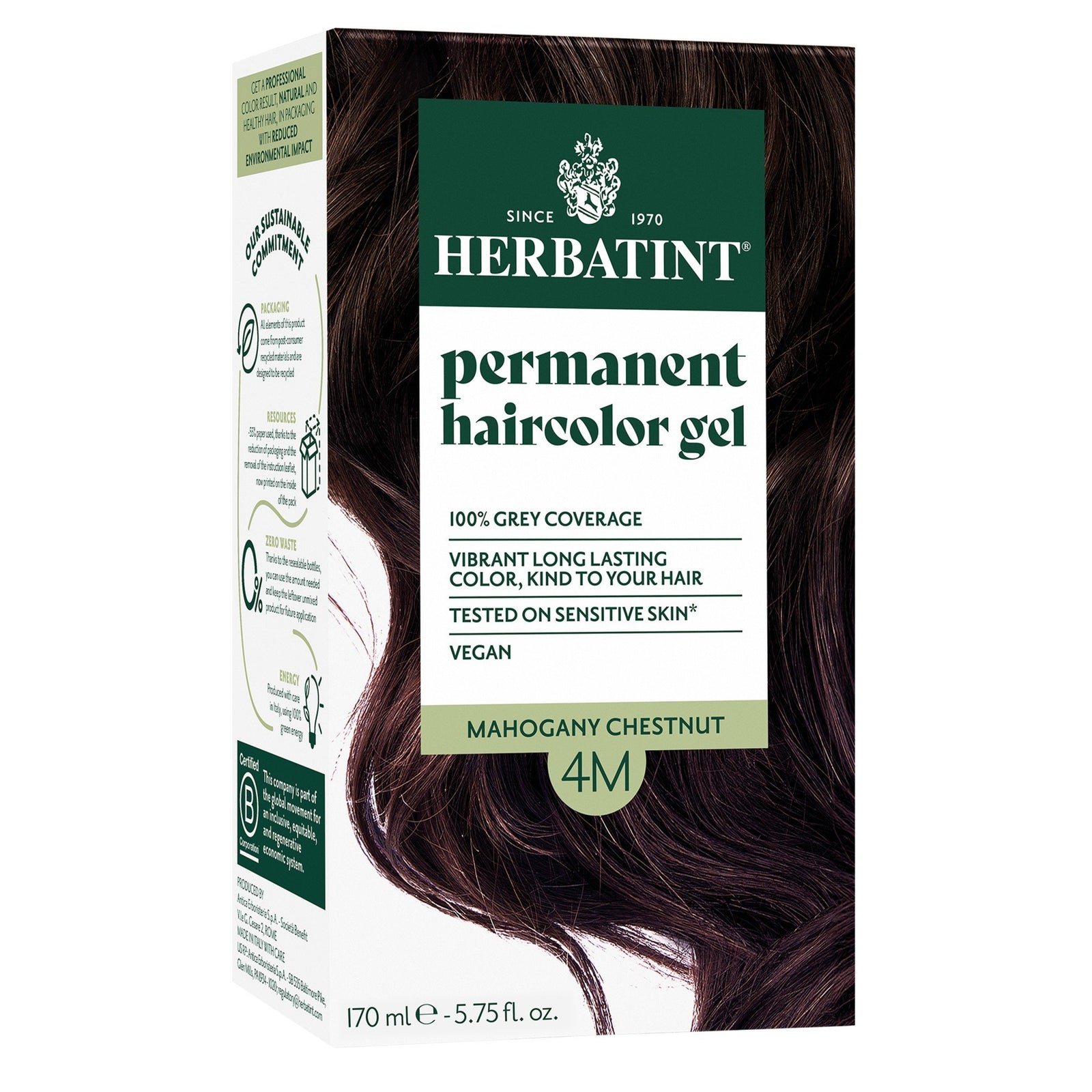 Herbatint 4M-Mahogany Chestnut-Permanent Hair Color Gel 5.75 fl oz Liquid