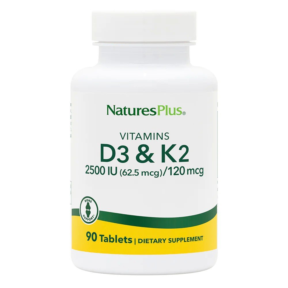 Nature&#39;s Plus VIT D3(2500 IU) with K2(120 MCG) 90 Tablet