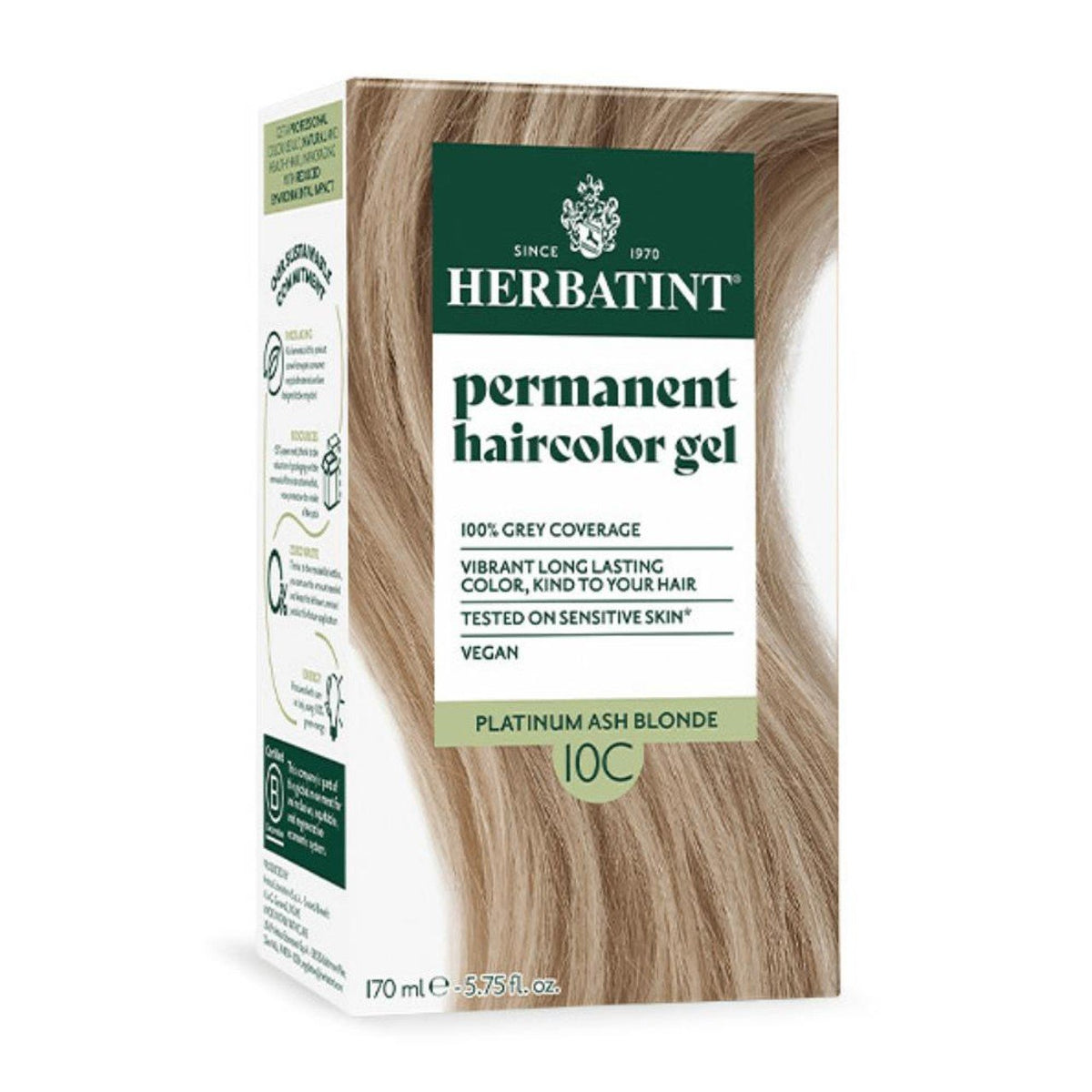 Herbatint 10C-Swedish Blonde-Permanent Hair Color Gel 4.56 fl. oz. Liquid