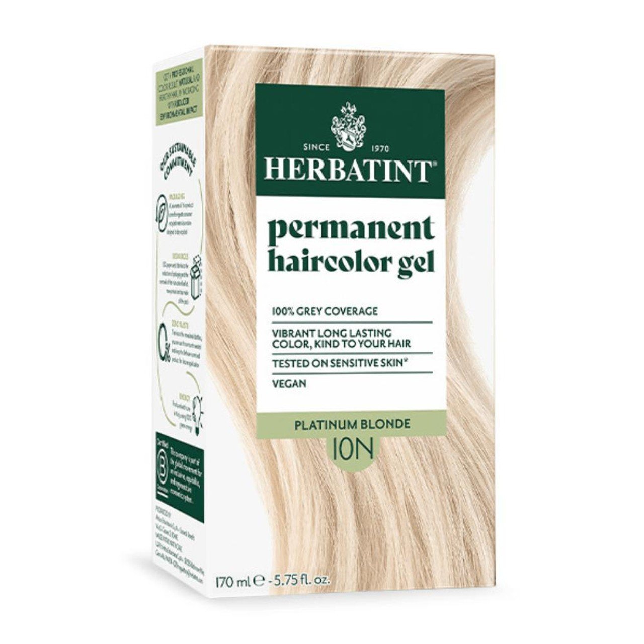 Herbatint 10N-Platinum Blonde-Permanent Hair Color Gel 4.56 fl oz Liquid