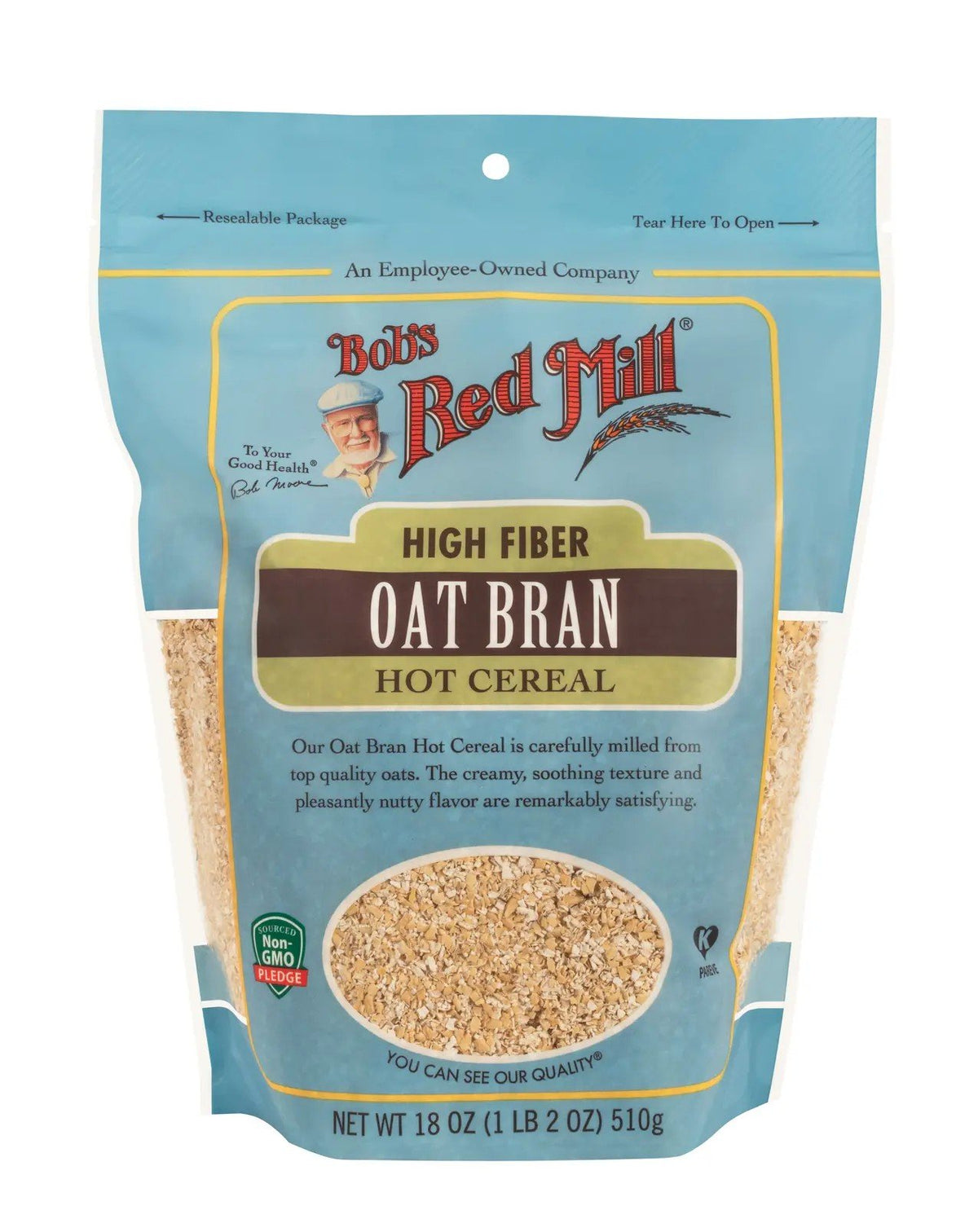 Bobs Red Mill High Fiber Oat Bran Hot Cereal 18 oz Bag