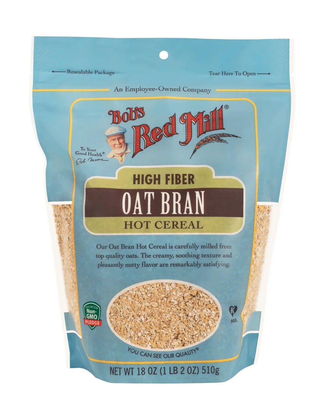 Bobs Red Mill High Fiber Oat Bran Hot Cereal 18 oz Bag
