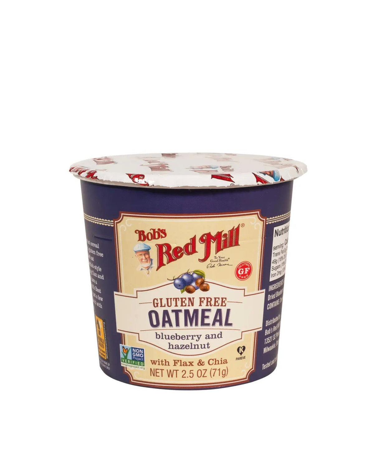 Bobs Red Mill Gluten Free Oatmeal Blueberry Hazelnut 2.5 oz Container