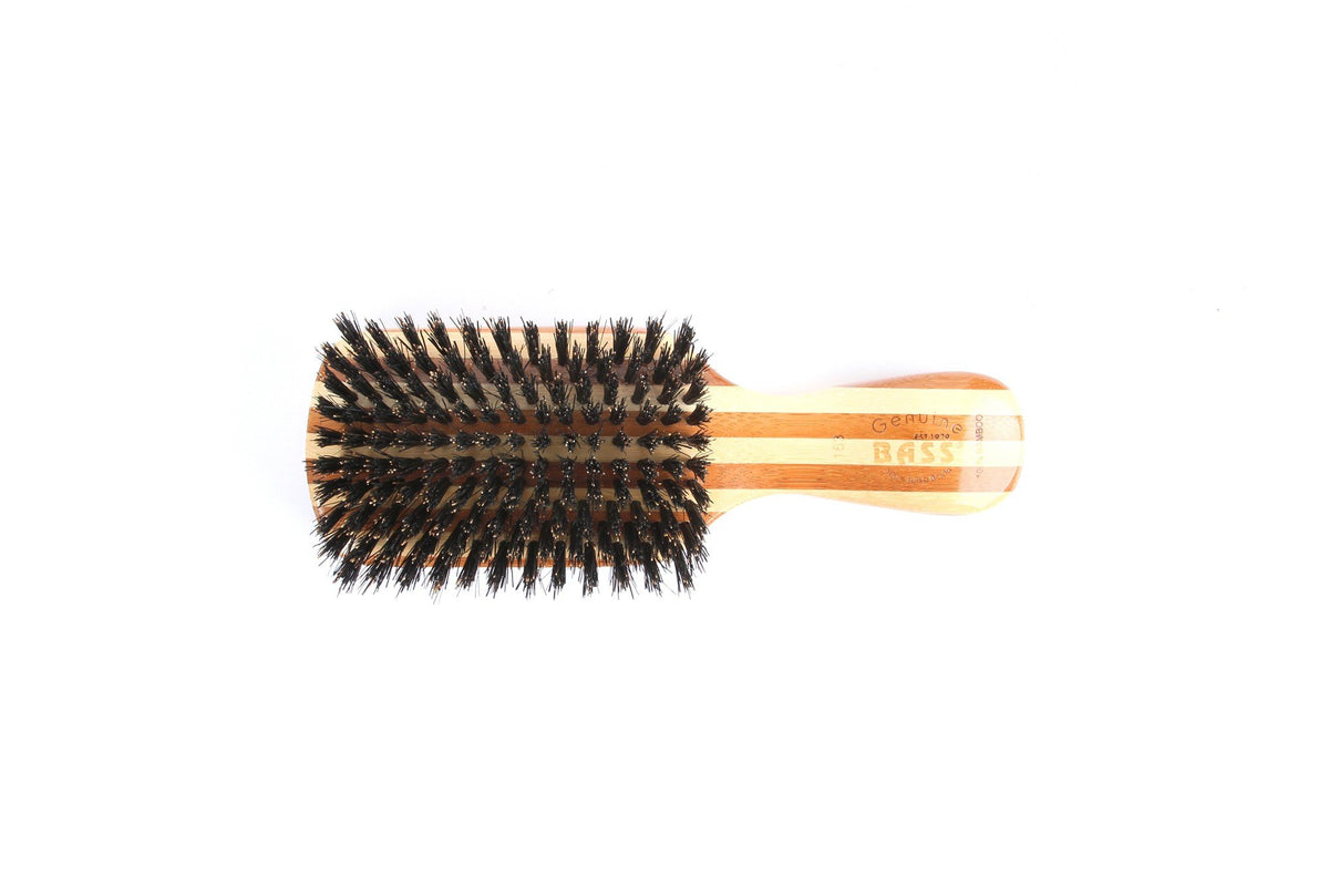 Bass Brushes Classic Men&#39;s Club Style 100% Natural Boar Bristles Striped Bamboo Handle 1 Brush