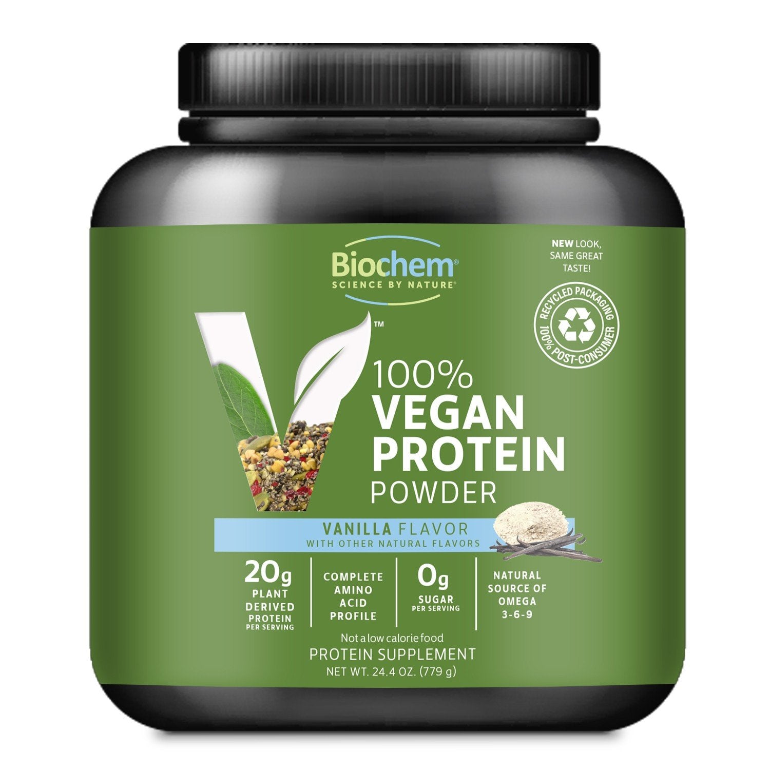 Biochem 100% Vegan Protein Vanilla 24.4 oz Powder