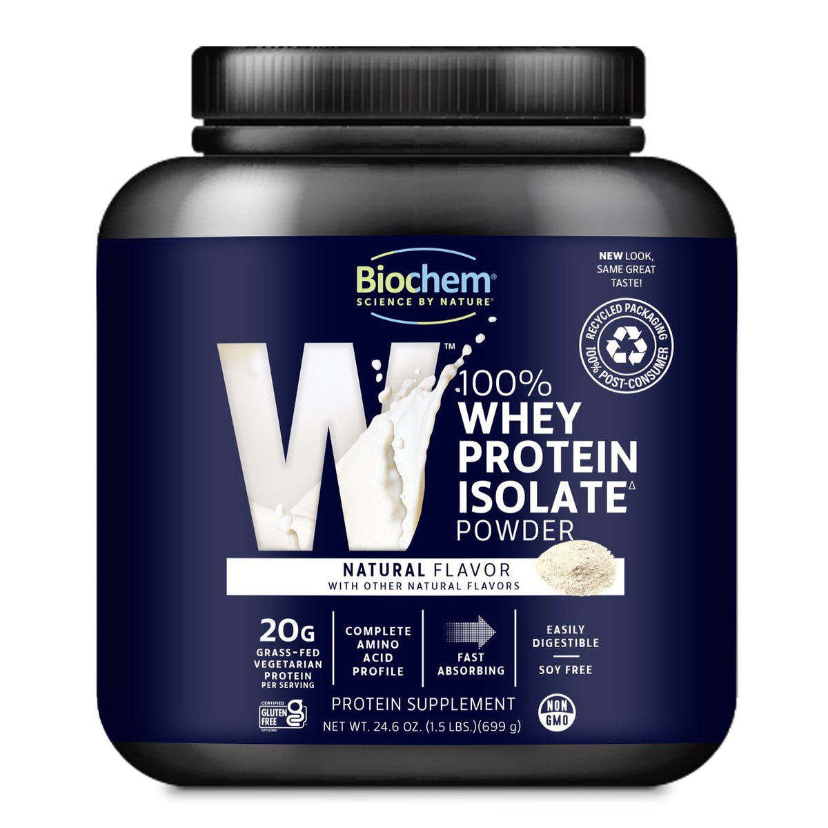 Biochem 100% Whey Protein-Natural 24.6 oz Powder