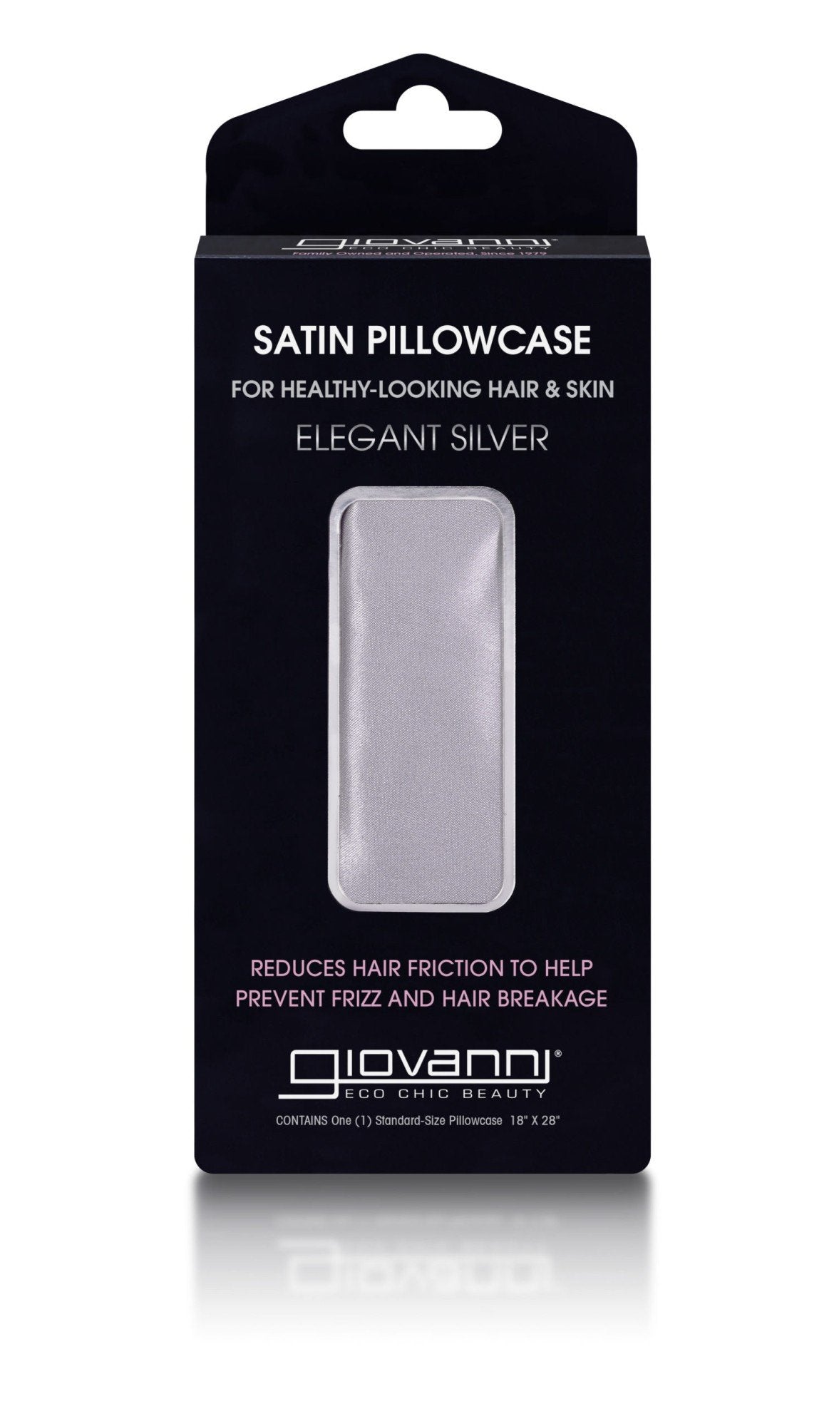 Giovanni Elegant Satin Silver Pillowcase, Standard 1 Pack