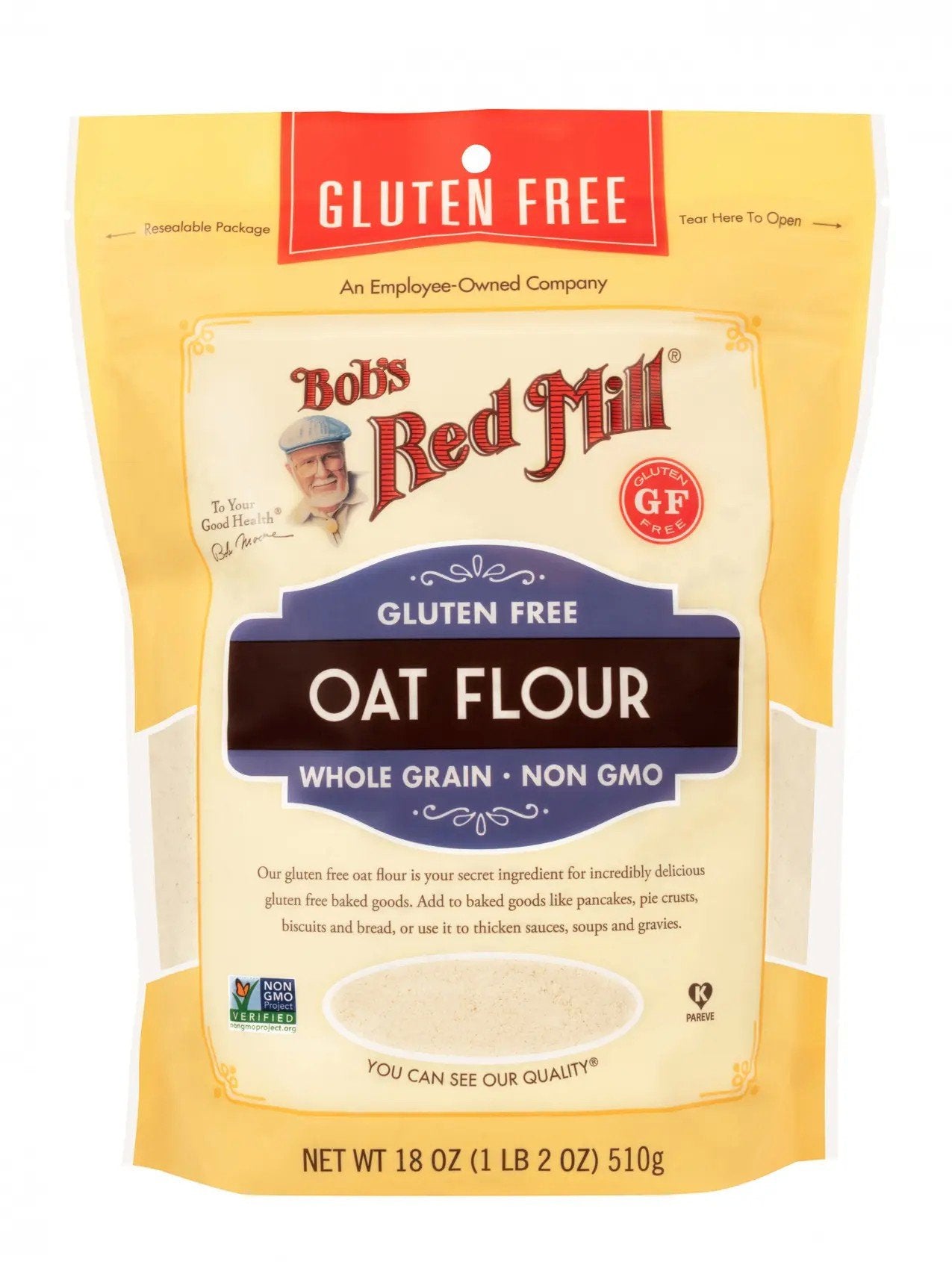 Bobs Red Mill Oat Flour Gluten Free 18 oz Bag