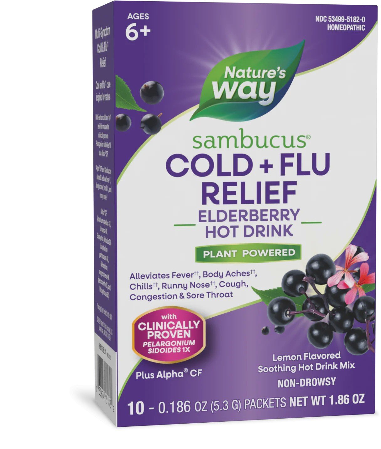 Nature's Way Sambucus Cold+Flu Relief Hot Drink Mix 10 Packet