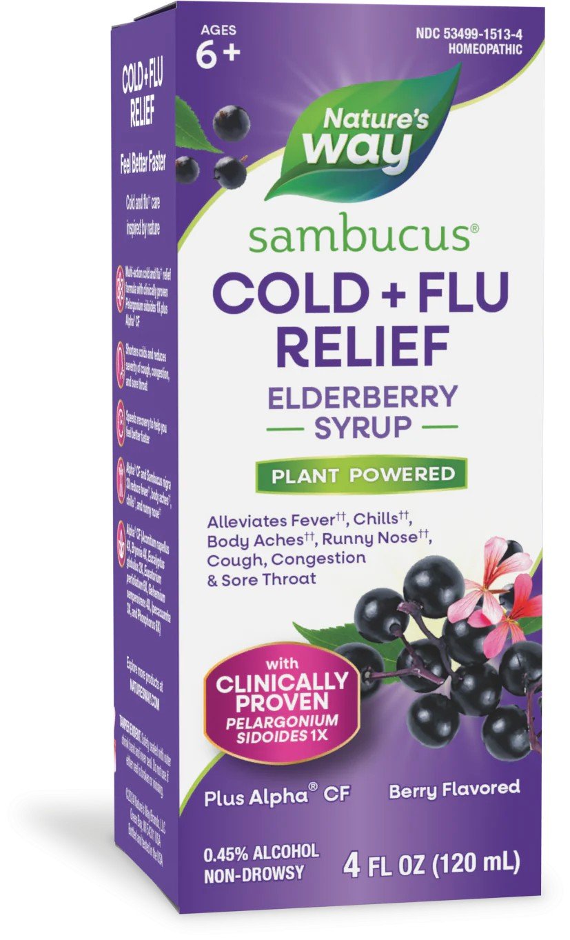 Nature's Way Sambucus Cold+Flu Relief Syrup 4 Oz Liquid