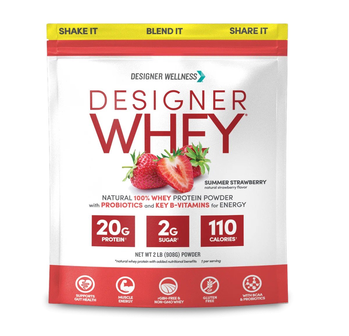 Designer Protein Designer Whey Protein Strawberry 2 lb (908g) Powder