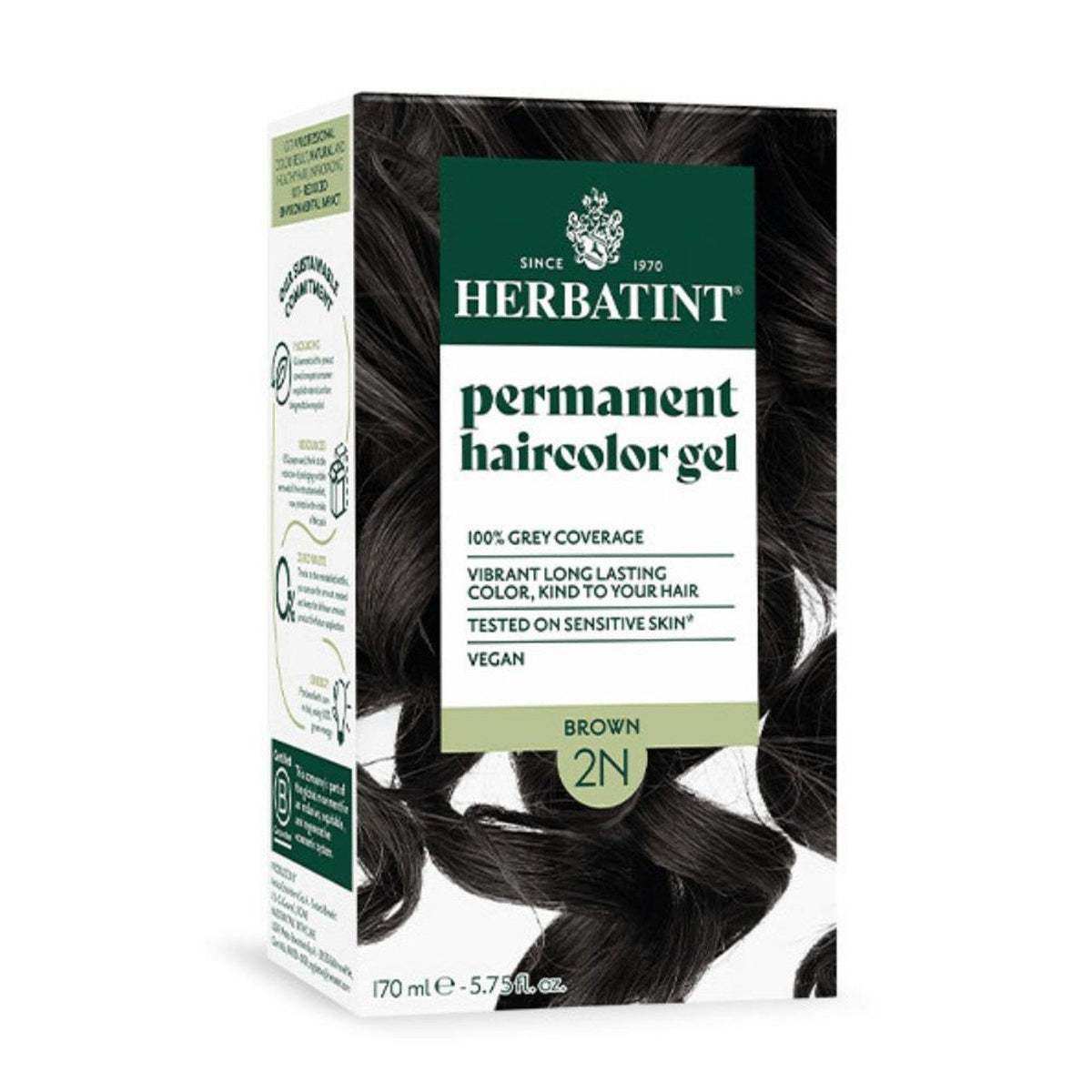 Herbatint 2N-Brown-Permanent Hair Color Gel 4.56 fl oz Liquid