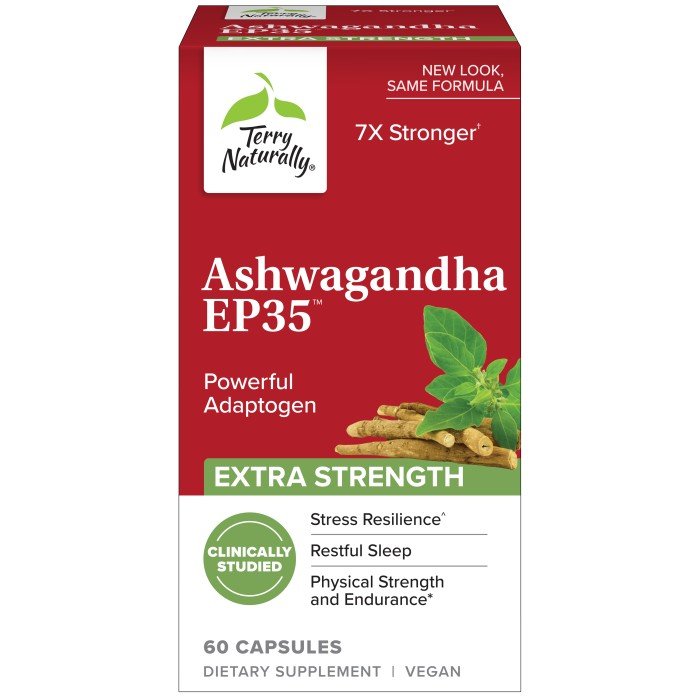 EuroPharma (Terry Naturally) Ashwagandha  EP35 Extra Strength 60 Capsule