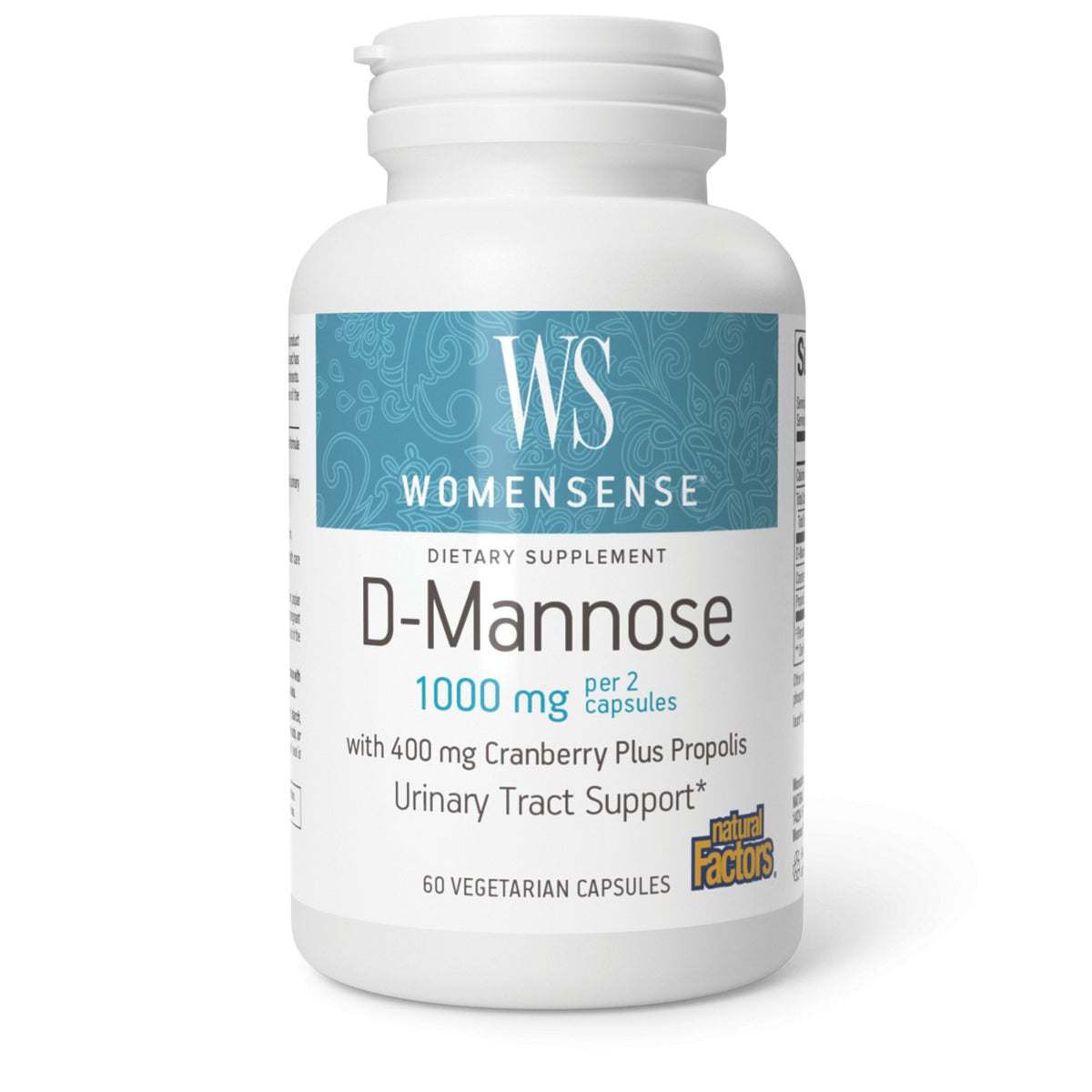 Natural Factors WomenSense D-Mannose with Cranberry Plus Propolis - Urinary Tract Support 60 VegCap
