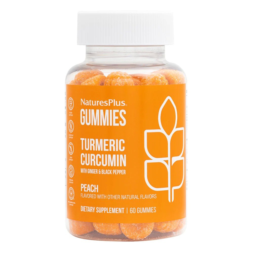 Nature&#39;s Plus Gummies Turmeric Curcumin Peach 60 Gummies