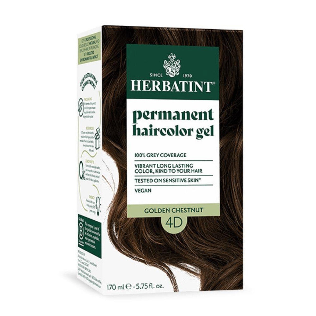 Herbatint 4D-Golden Chestnut-Permanent Hair Color Gel 4.56 fl oz Liquid