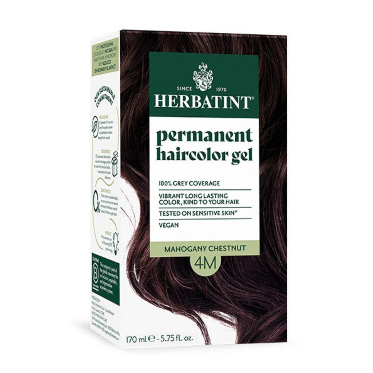 Herbatint 4M-Mahogany Chestnut-Permanent Hair Color Gel 4.56 fl oz Liquid