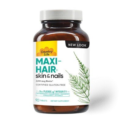 Country Life Maxi-Hair-Skin &amp; Nails-2,000 mcg of Biotin 90 Tablet