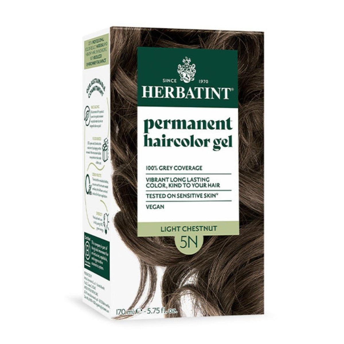 Herbatint 5N-Light Chestnut-Permanent Hair Color Gel 4.56 fl oz Liquid