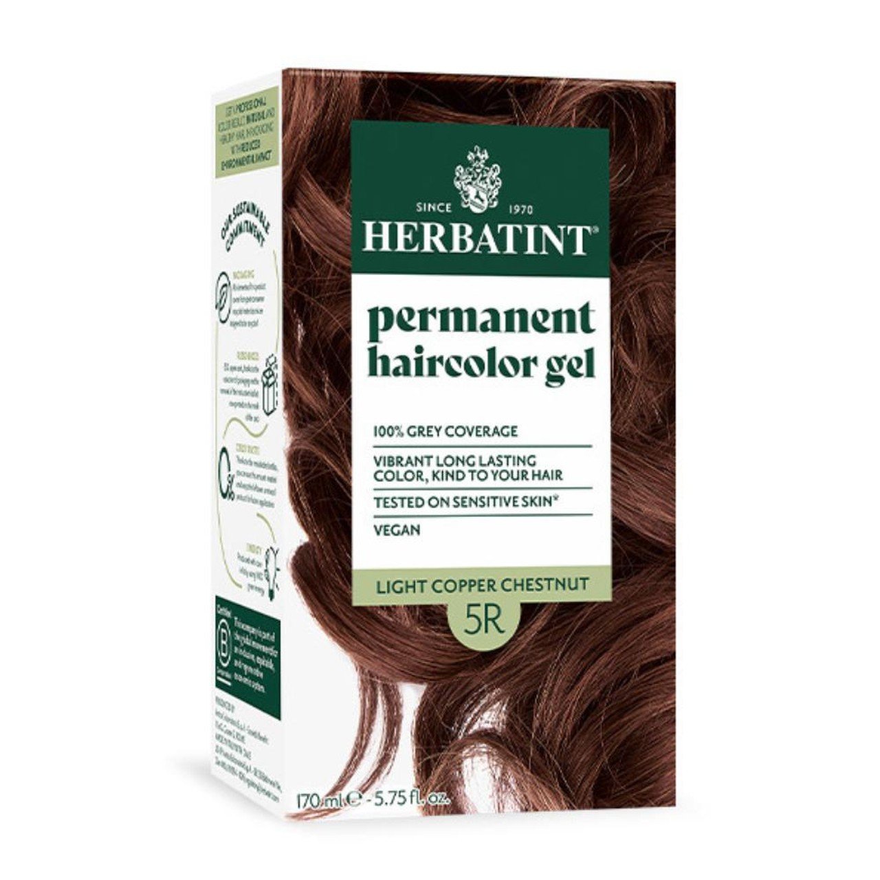 Herbatint 5R-Light Copper Chestnut-Permanent Hair Color Gel 4.56 fl oz Liquid