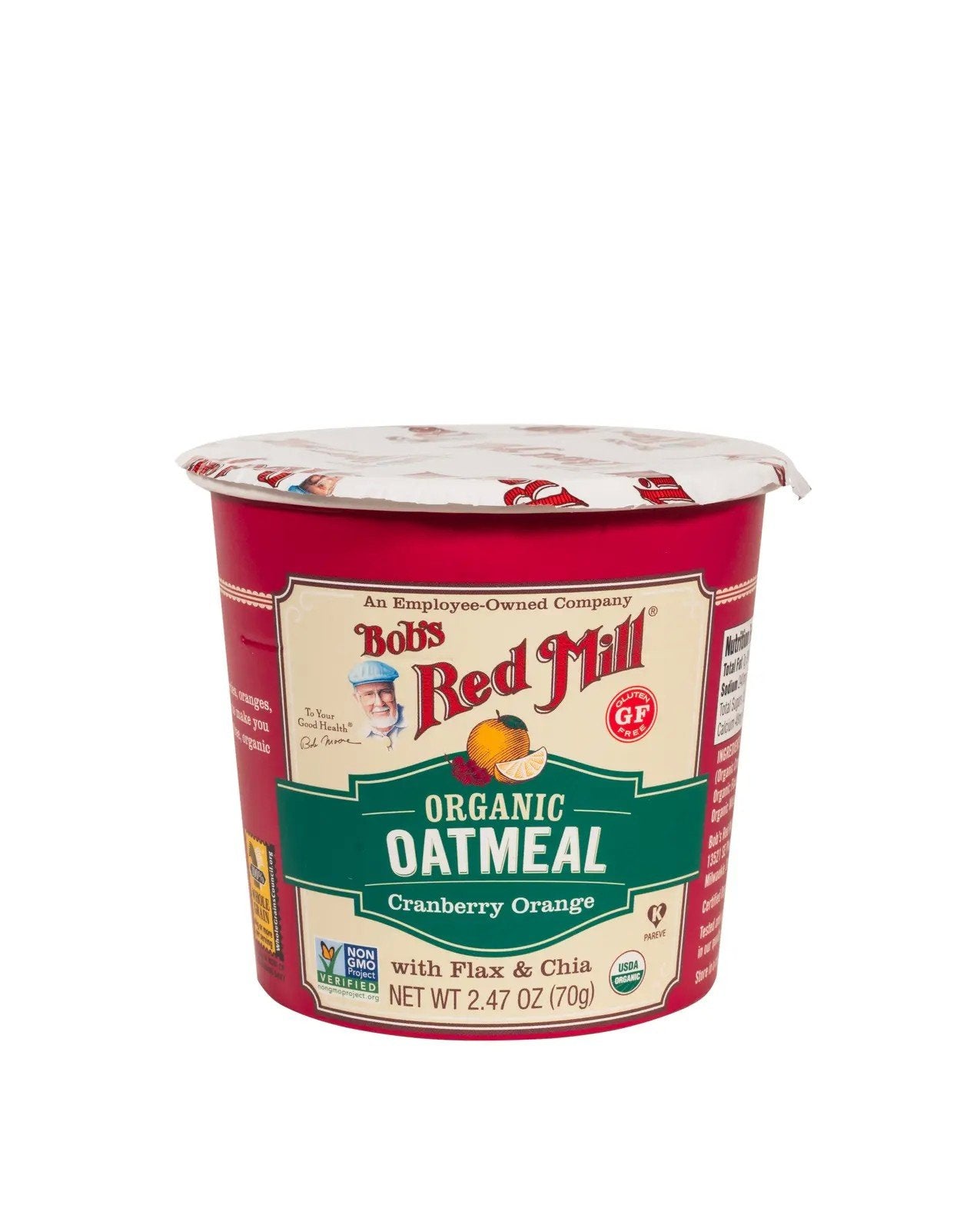 Bobs Red Mill Organic Oatmeal Cranberry Orange 2.47 oz Container
