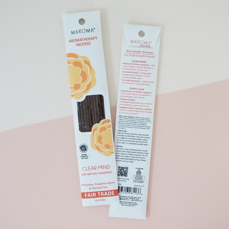 Maroma Aromatherapy Incense Clear Mind 10 pk Stick