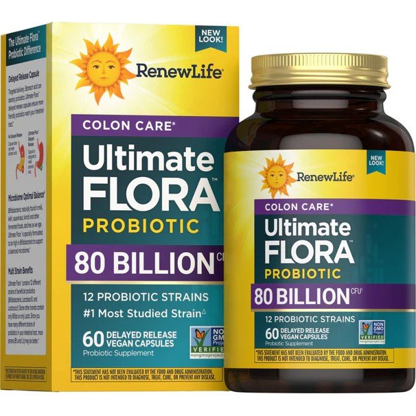 Renew Life Ultimate Flora Colon Care Probiotic 80 Billion 60 VegCap