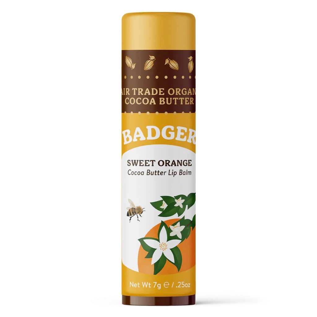 Badger Cocoa Butter Sweet Orange 0.25 oz Lip Balm