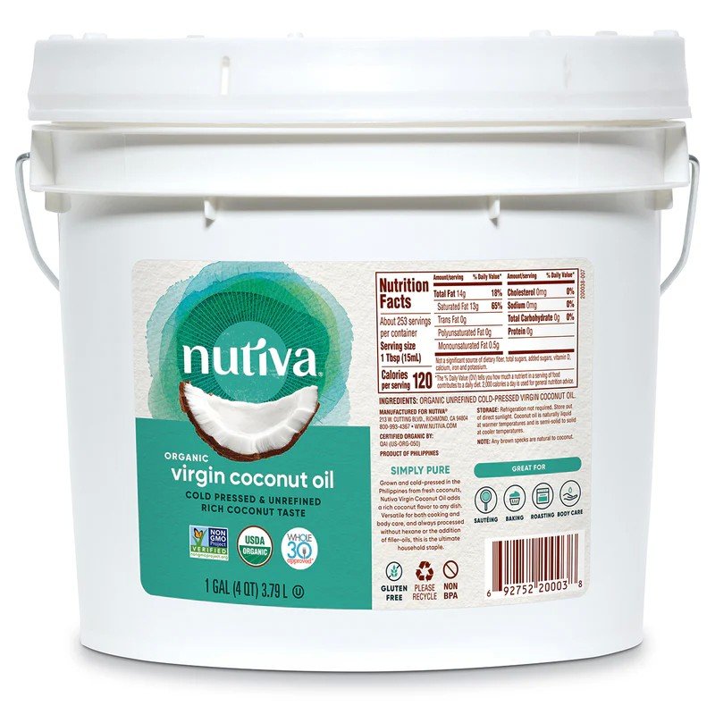 Nutiva Organic Virgin Coconut Oil 1 Gallon Oil