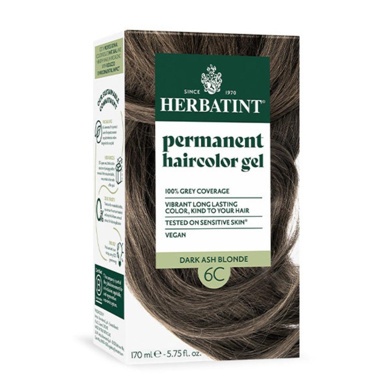 Herbatint 6C-Dark Ash Blonde-Permanent Hair Color Gel 4.56 fl oz Liquid